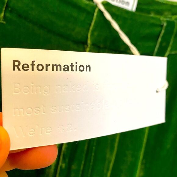 Reformation Velvet Wide Leg Pants trousers Size 2 Kelly Green Boho Luxe pockets - Picture 6 of 11